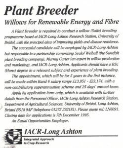 Kevin Lindegaard applied for the job of willow breeder at Long Ashton Research Station back in 1995. He now has 30 years of experience in this sector.