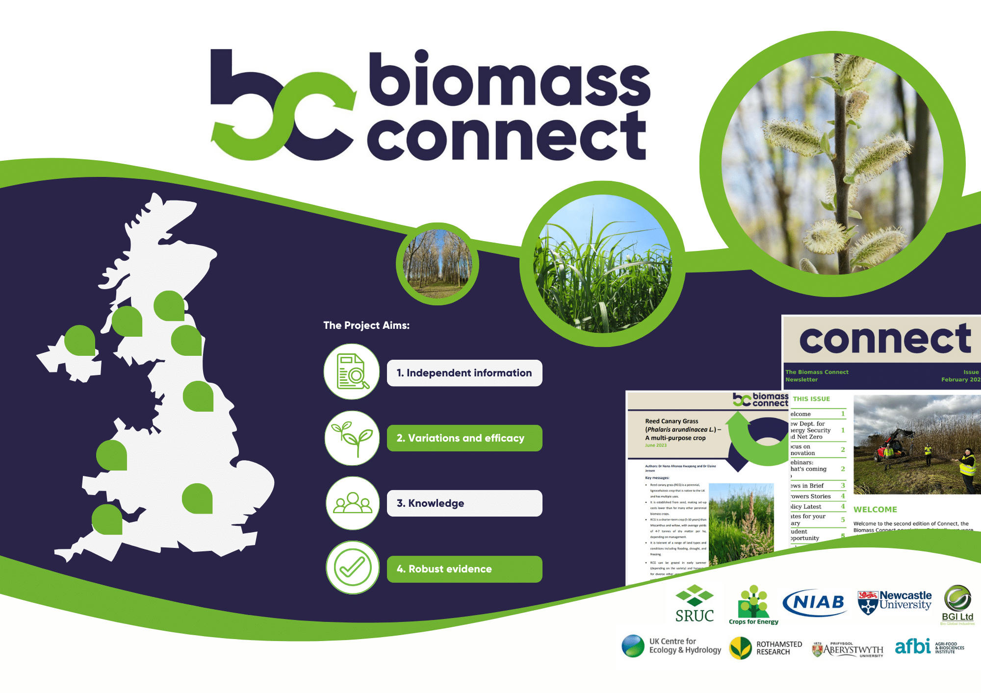The Biomass Connect project has enabled the planting of eight demonstrator hub sites across the UK. These exhibit 11 different biomass types set side by side - it's a world leading platform for demonstration and knowledge dissemination.